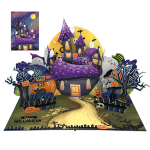 Happy Halloween Cards Custom 3D Pop Card Envelope Halloween Events Spooky House Theme Origami 6-Color Printed <b>Paper</b> Crafts - Product Image 1