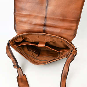 <b>Men's</b> Genuine <b>Leather</b> Briefcase Classic Style Flap Closure Adjustable Strap Business Use Durable Soft <b>Bag</b> - Product Image 2