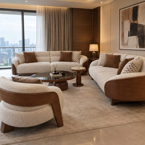 Juego de Sofás de Madera Sólida para Sala de Estar con Sillones Curvos, Mesa de Centro, Muebles Modernos para Hogar, Hotel o Apartamento - Product Image 4
