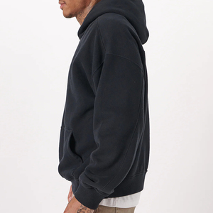 Sweat à capuche en molleton épais de haute qualité, logo personnalisé, coupe oversize, épaules tombantes, col à capuche, style hiver - Product Image 4