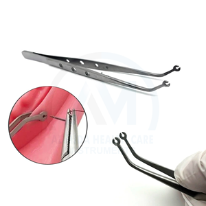 Pinzas de sutura quirúrgica con punta dentada y orificio para cirugía general, instrumento manual con certificación CE Clase I - Product Image 1