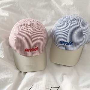 Gorra de Béisbol a Rayas con Bordado 'Shhh', Unisex, Casual, de Verano, de 6 Paneles, Ajustable, con Rayas Azules, Rojas y Blancas - Product Image 3