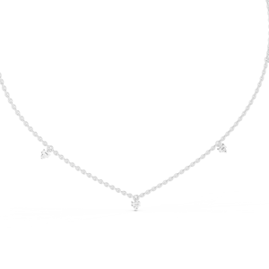 Collar Minimalista de Oro Blanco de 18K con Diamantes Cultivados en Laboratorio en Forma de Baguette y Pera - Product Image 4