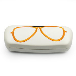 Étui à lunettes tendance avec motif brodé orange, étuis à lunettes de soleil semi-rigides rectangulaires - Product Image 1