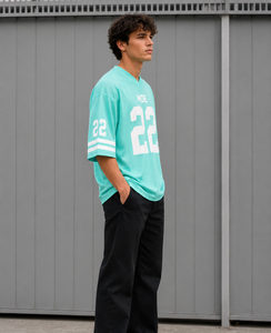 Maillot de football américain rétro hip-hop personnalisé, surdimensionné, en maille respirante, style universitaire, streetwear, vêtements unisexes personnalisés pour l'été, vente en gros - Product Image 4