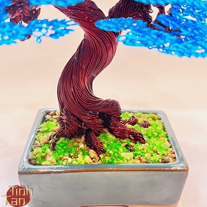 Árbol Bonsái Artificial Decorativo de Aluminio Azul Hecho a Mano para Interiores, Diseño de Cuatro Estaciones, para Año Nuevo, Halloween, Graduación - Product Image 5