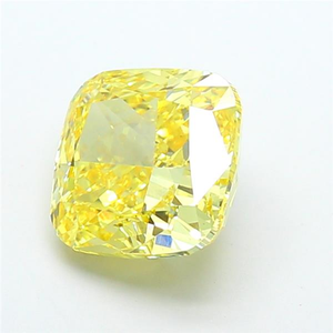 Pierre précieuse non montée, diamant de laboratoire de haute qualité, jaune vif fantaisie, taille coussin, excellente coupe, certifié CVD, pour joaillerie fine. - Product Image 2