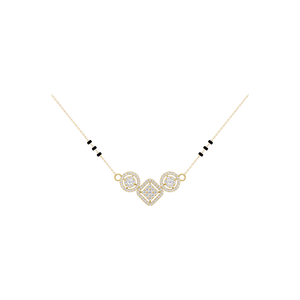 Collar Aarinya con Certificado IGI, Oro 9K, Diamante Cultivado en Laboratorio, Halo Redondo, Cadena con Cuentas, Chapado en Oro, para Mujer, Regalo de Boda, Mangalsutra - Product Image 1