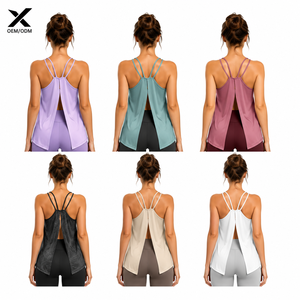 Camisetas sin espalda y fluidas para mujer X Sports City, de secado rápido, estilo deportivo, longitud regular, colores y diseños de moda OEM, ropa para exteriores. - Product Image 2