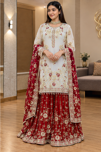 QUNOOT CLOSET Ethnic Salwar Kameez Women Indian <b>Pakistani</b> <b>Wedding</b> Wear Silk Embroidered Traditional Style Regular Length Quick - Product Image 3