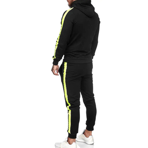 Conjunto Deportivo con Capucha para Hombre, Chaqueta con Cierre y Pantalones Deportivos con Rayas en Contraste, Ropa Deportiva Informal, 100% Algodón, Ligero para Primavera, Venta al Por Mayor - Product Image 2