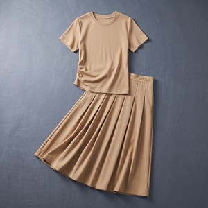 Chiffon A-Line Midi <b>Skirt</b> Solid Color <b>Elastic</b> Waist Comfortable Minimalist Style All Seasons Wear - Product Image 3