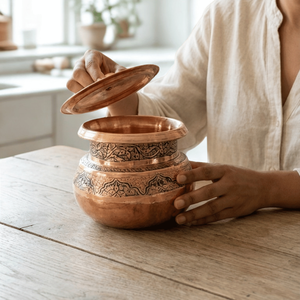 Pot à épices en cuivre gravé avec couvercle, récipient décoratif pour assaisonnements de cuisine - Product Image 5