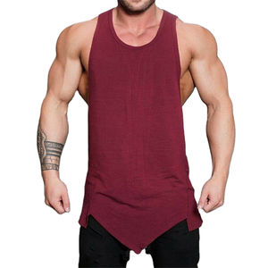 Débardeur de musculation personnalisé pour homme en coton à capuche, sans manches, avec ourlet incurvé, service OEM, écologique, 180g - Product Image 1