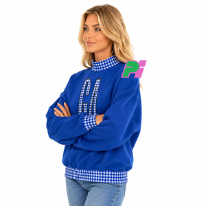 Sweat-shirt à col montant Georgia State avec lettrage et bordures à carreaux, sweat-shirt personnalisé à col montant GA, vêtement d'hiver - Product Image 4