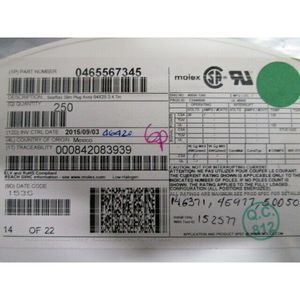 1 lot de 250 connecteurs Molex 0465567345 SeaRay Slim - Équipements et pièces semi-conductrices d'occasion fiables à l'échelle mondiale - Product Image 1