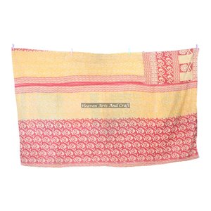 Indian Wholesale <b>Handmade</b> Printed Cotton Kantha <b>Quilt</b> Vintage Kantha Indian Reversible Hand Stitched Heavy Throw Old Sari - Product Image 6