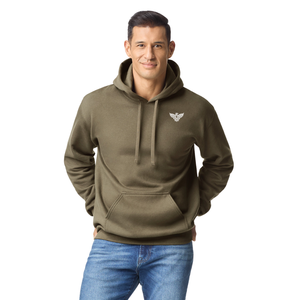 Sweat à capuche unisexe vert olive uni, coupe-vent, avec poche, en molleton doux mélangé coton, manches longues, décontracté, pour l'extérieur, vêtement d'hiver - Product Image 3
