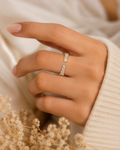 14K Gold Oval Cut Moissanite <b>Open</b> <b>Ring</b>-Eight Stone Gap Women's Wedding Party Promise <b>Ring</b> Minimalist/Modern Style - Product Image 5