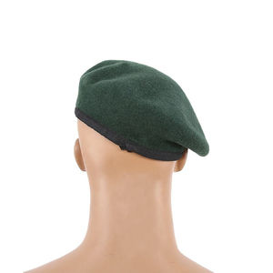Unisex 100% Wool Beret <b>Hat</b> in Dark Green with Black <b>Band</b> for Casual Wear Spring Autumn Adult Size 56-58CM - Product Image 4