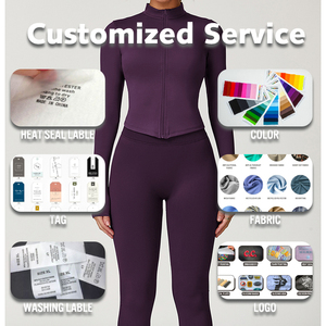 Comfortable Fabric Yoga Long Sleeve Jacket <b>Top</b> High Neck <b>Zipper</b> Solid Color Women Gym Wear Jackets Cheap Price OEM Custom - Product Image 6