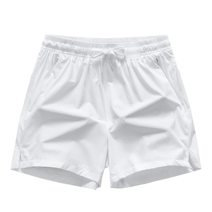 Men's Solid Navy <b>Blue</b> Quick Dry Printed <b>Canvas</b> Drawstring Shorts with Pockets Casual Woven Polyester Mid Waist Shorts - Product Image 2