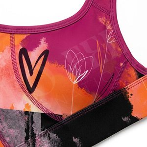 Women Seamless Sports Bra Fitness Yoga Crop Top <b>Padded</b> Workout <b>Running</b> Activewear Custom Printed Design Stretch Athletic Bra - Product Image 4