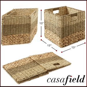 Panier de rangement rectangulaire en rotin naturel Artex HaiNam avec poignées, style nordique, organisateur polyvalent pour l'organisation et le rangement - Product Image 6