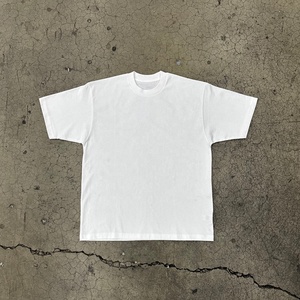Ultra-Oversized Boxy Fit <b>Heavyweight</b> <b>White</b> <b>T</b>-<b>Shirt</b> Cotton Tee Featuring Drop Shoulders and Thick Ribbed High Neck - Product Image 2