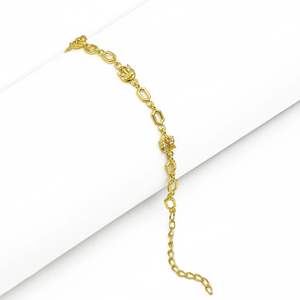 Pulsera de Cadena de Latón Chapada en Oro Micro de 14K, 18K, 24K al por Mayor, Joyería de Moda para Mujer, Pulsera con Diseño de Eslabones Hexagonales Geométricos - Product Image 4