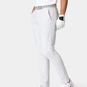 Pantalon de jogging confortable à taille élastique, blanc, coupe ajustée, décontracté, en toile, style devant plat, jambe large, idéal pour le printemps - Product Image 3