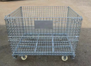 Heavy Duty Industrial Wire Mesh Roll Cage Durable Workshop Storage <b>Trolley</b> with 360 Degree Swivel for Logistics Transport - Product Image 2