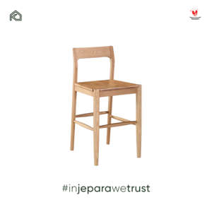 Chaise de bar en teck massif, tabouret de comptoir en bois naturel, tabouret de bar à dossier haut pour restaurant, café, hôtel, mobilier de resort - Product Image 5