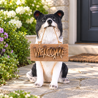 Décorations d'extérieur pour chiens en résine, personnalisables OEM, panneaux de bienvenue, statues d'animaux pour collections, vente en gros