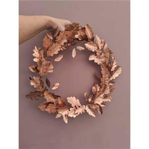 Modern Metal Poinsettia Wreath Handmade Iron Silver Gold Leaf Garland Hoop Christmas Front Door Wall Decor <b>Sign</b> - Product Image 2