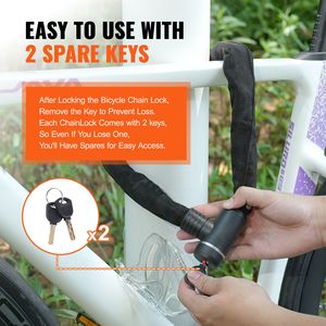 Lucchetto a Catena per Bicicletta da 2,79 Piedi, Antifurto ad Alta Sicurezza con 2 Chiavi a Combinazione, Caratteristiche di Sicurezza per l'Uso Quotidiano - Product Image 6
