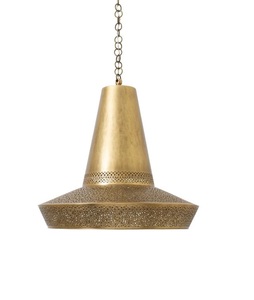 Lámpara Colgante Moderna de Latón, Estilo Nórdico, Industrial, de Techo, con Estructura de Madera y Metal Martillado - Product Image 3