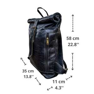 Genuine Leather Roll Top <b>Backpack</b> Factory Wholesale Cowhide Travel Rucksack Mens Vintage Laptop Bag Gear LTBP-0076 - Product Image 2