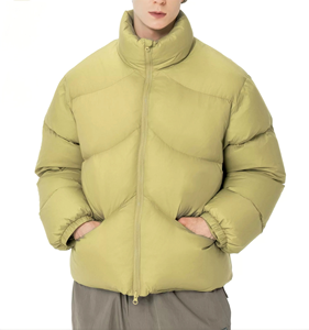 <b>Quilted</b> Puffer <b>Jacket</b> Full Sleeve Stand Collar Winter Warm Thick Polyester Wadding Zipper Closure Regular Length - Product Image 1