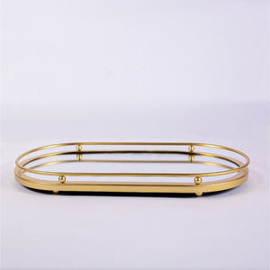 Plateau de rangement octogonal en métal doré et verre transparent, miroir, moderne et luxueux, pour bijoux, parfums, décoration intérieure et salle de bain, vente en gros - Product Image 6