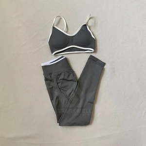 Women's Seamless 2-Piece Yoga Set <b>Halter</b> Strap Strapless <b>Neck</b> Sports <b>Bra</b> High Elastic Waist Leggings Solid Color Stretch Quick - Product Image 3