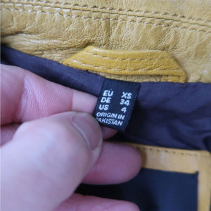 Distressed Yellow Genuine Leather Moto <b>Jacket</b> Women’s Vintage Style Real Sheepskin Biker Coat with Silver Hardware - Product Image 5