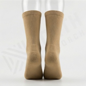 Crew <b>Socks</b> Solid Color Knitted Cotton Breathable Daily Wear Adults Spring Season Standard Thickness - Product Image 2