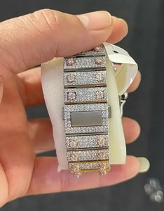 Reloj de Lujo Unisex de Acero Inoxidable con Diseño de Arcoíris Helado, Esfera Cuadrada con Números Árabes, Totalmente Adornado con Diamantes, Mecánico Automático, Estilo Hip Hop - Product Image 5