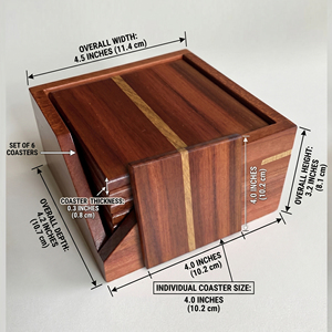 Wooden Coaster Set With Matching Holder. <b>Square</b> Shape Premium Handcrafted Striped Design. Bulk Wholesale Home & <b>Bar</b> Tableware - Product Image 3