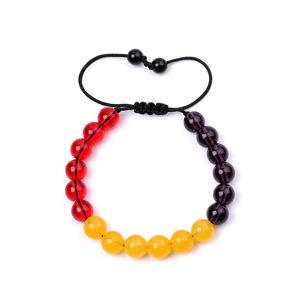 Bracelet ajustable tendance à perles, pierre d'agate verte, jaune et noire, bijou décontracté unisexe, cadeau - Product Image 2