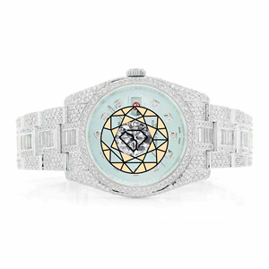 Reloj de Moissanita Iced para Hombre con Brazalete Completo de Baguettes, Caja de Moissanita VVS, Reloj de Pulsera de Lujo con Movimiento de Cuarzo y Acero Inoxidable, Diseño Sencillo - Product Image 3