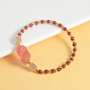 Wholesale Natural <b>Crystal</b> Garnet Strawberry <b>Crystal</b> Pixiu <b>Bracelet</b> New Chinese Simple Style Popular <b>Crystal</b> <b>Bracelets</b> <b>Bangles</b> - Product Image 3