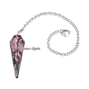 Piedra preciosa caoba jaspe 12 facetado tallado péndulos de radiestesia péndulos de ágata herramienta de curación de cristal metafísico al por mayor - Product Image 3