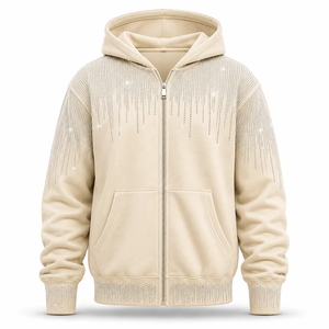 Custom Rhinestone Winter Hoodie Unisex Regular Fit 100% Cotton Hooded Sweatshirt Bling Crystal <b>Y2K</b> <b>Streetwear</b> Eco-Friendly OEM - Product Image 5